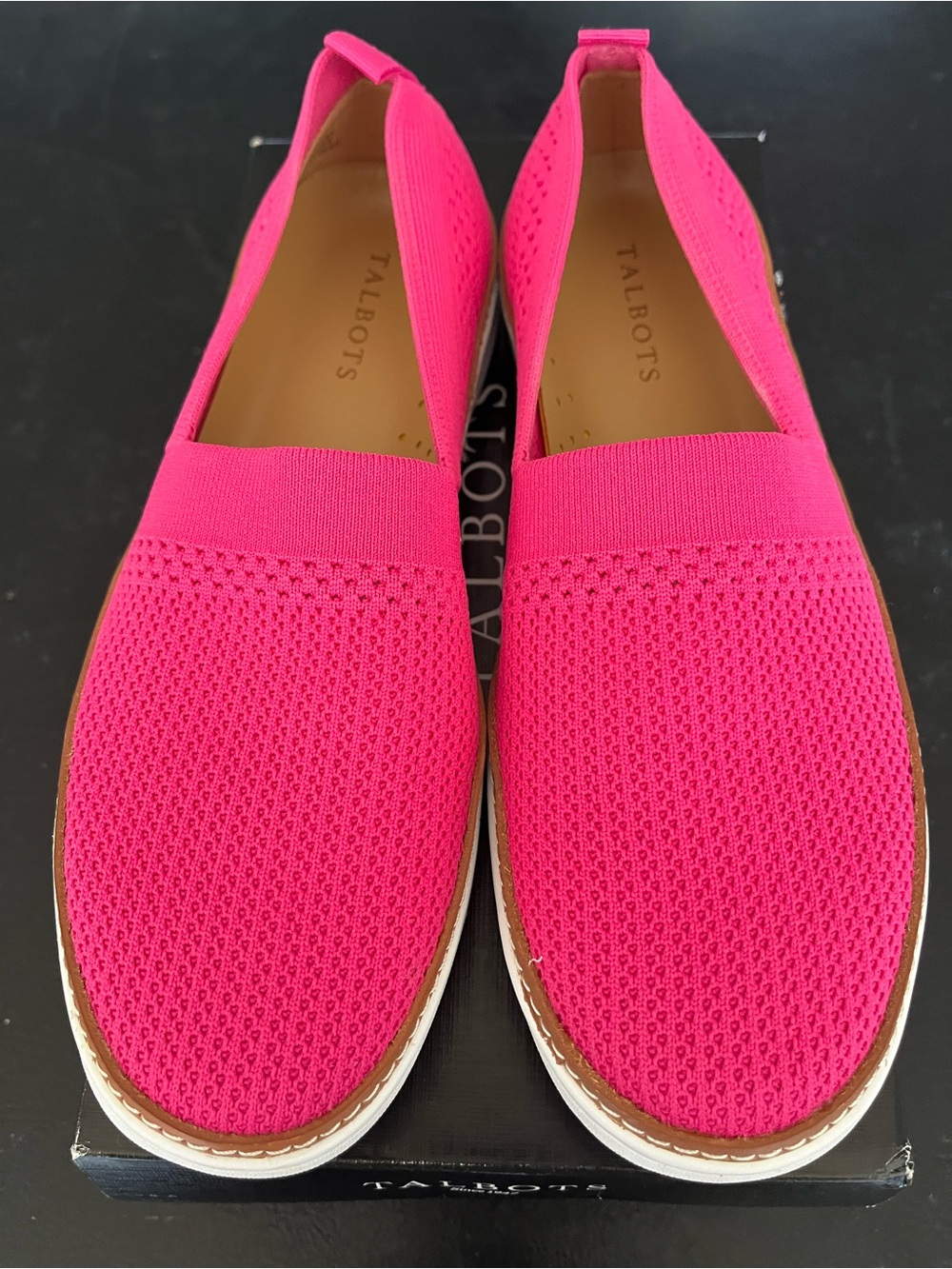 Talbots Hot Pink Knit Slip-On Flats  - Gently Worn in Box, Size 8